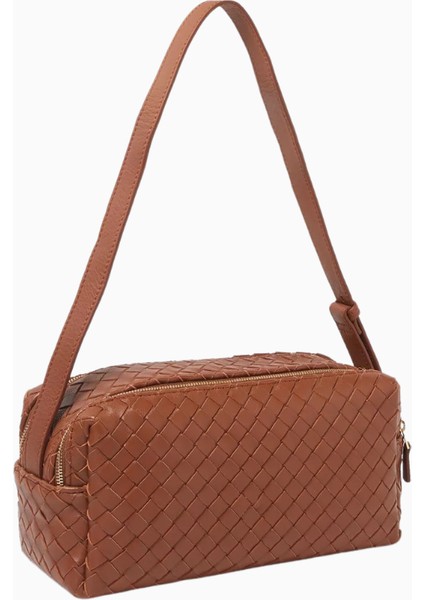Trousse Kahverengi Örgü Deri, Zarif ve Lüks Omuz Çantası, Paris Modern Tarzı modelleri