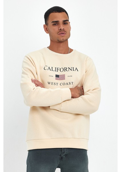 Süperlife Erkek Bisiklet Yaka Rahat Kalıp Içi Polarlı 3 Iplik Amerikan Baskılı Swetashırt SPR24SW26 fırsatları