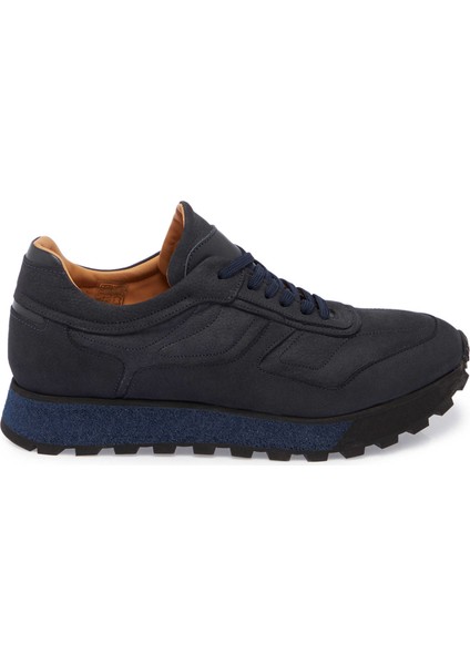 Lacivert Hakiki Nubuk Deri Erkek Sneaker - E23S1AY56359-C39