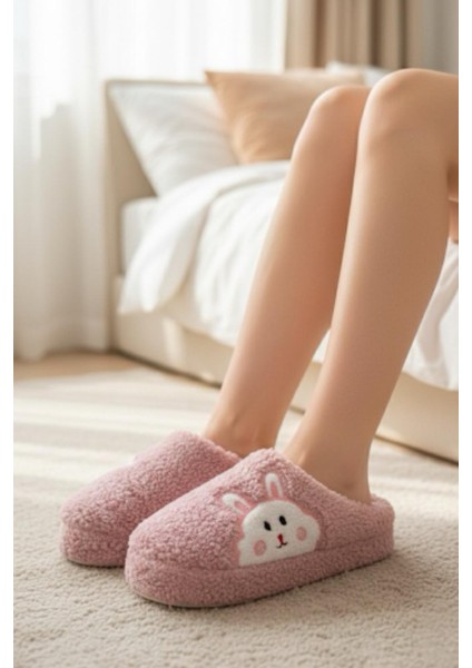 Ft 101 Tavşan Nakışlı Kadın Ev Terliği Peluş Terlik Çeyiz ve Bohça Terliği Ses Yapmaz Kalın Taban fiyatları