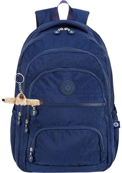 2'li Set Lüx Krinkıl Kumaş Lise ve Ortaokul Sırt Çantası + Kalemlik, Maymun Anahtarlık Hediyeli fırsatları