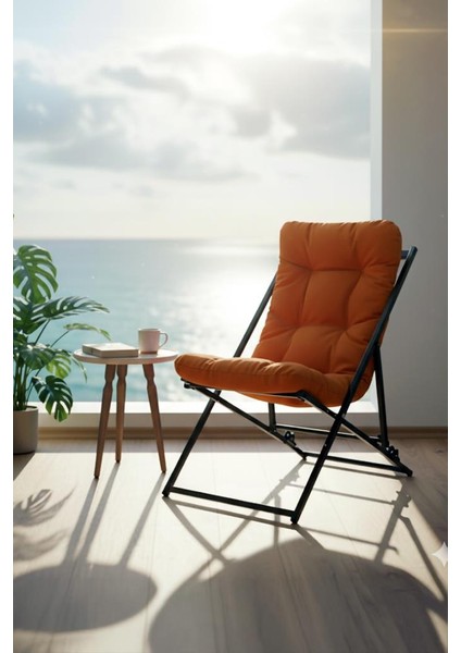 Napper Katlanabilir Turuncu Şezlong - Su Geçirmez Kumaş, Metal Iskelet, Balkon ve Bahçe Sandalyesi modelleri