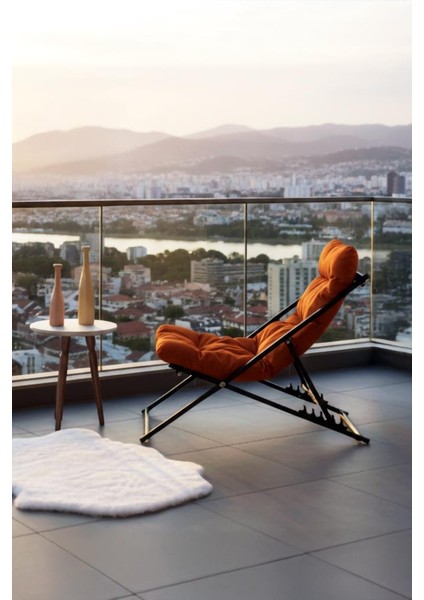Napper Katlanabilir Turuncu Şezlong - Su Geçirmez Kumaş, Metal Iskelet, Balkon ve Bahçe Sandalyesi fırsatları