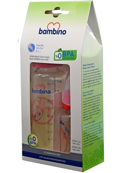 Pembe 2'li Cam Biberon Seti, Şık ve Güvenli Kullanım Için Ideal Seçim