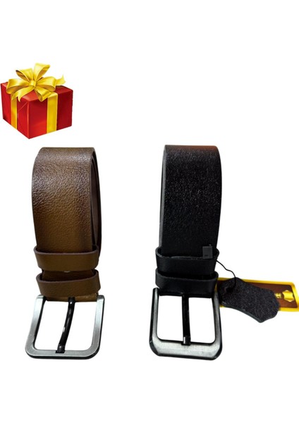 %100 Hakiki Deri Erkek Kemeri Siyah Kahve Cüzdan Hediyeli