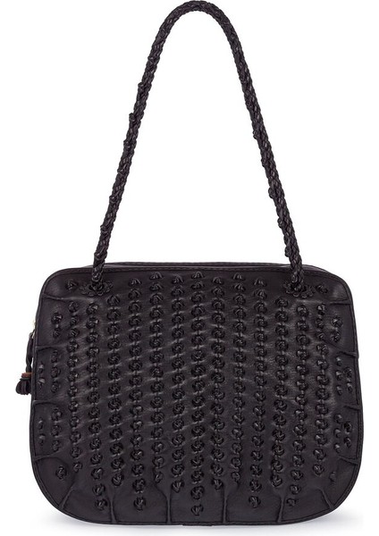 Handmade Siyah Kadın Omuz Çantası Kirpi