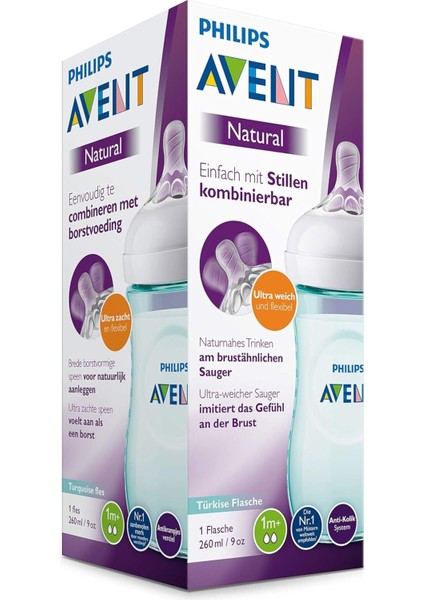 Mavi 260 ml Çift Doğal Pp Bebek Biberonu, Güvenle Kullanılır