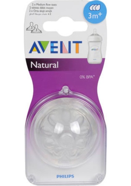 Şeffaf 3 Delik Biberon Emziği, 2'li, 3m Kalitesi