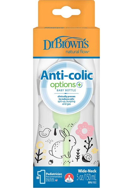 150 ml Orman Tavşan Desenli Şeffaf Geniş Ağızlı Anti-Kolik Şişe