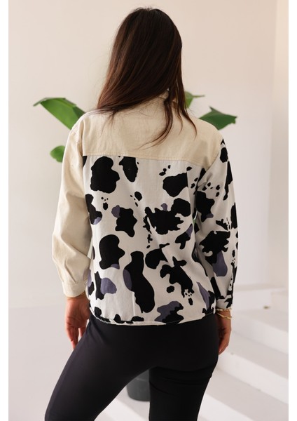 Kadın Oversize Fit Desenli Uzun Kollu %100 Pamuk Gömlek,ceket , Cepli Şık Oduncu Gömlek indirimleri