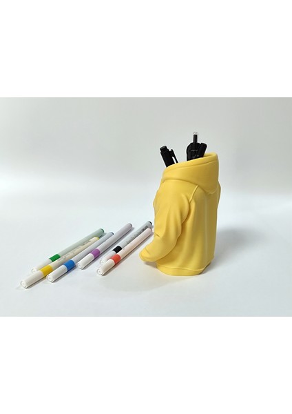 Mini Hoodie Tasarımlı Kalemlik – Sarı Renkli, Şık ve Fonksiyonel modelleri