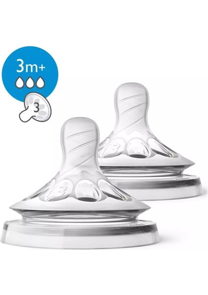 Şeffaf 3 Delikli Biberon Emziği 3+ Ay 2'li Set modelleri