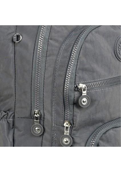 2'li Set Lüx Krinkıl Kumaş Lise ve Ortaokul Sırt Çantası + Kalemlik, Maymun Anahtarlık Hediyeli