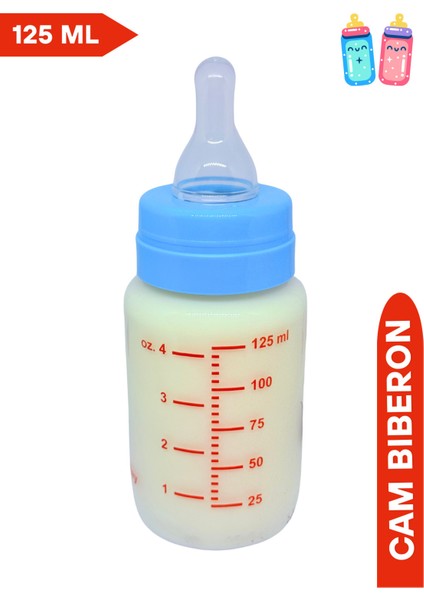 Desenli Mavi Cam Biberon, 125 Ml, Sağlıklı ve Şık Tasarım fiyatları