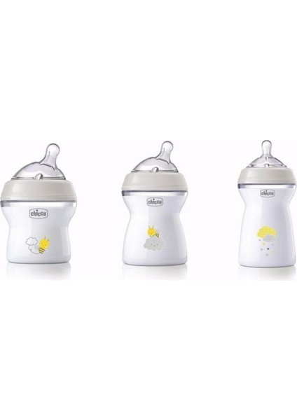 Şeffaf Çok Ebatlı Bebek Biberon Seti 150, 250, 330 ml Desenli