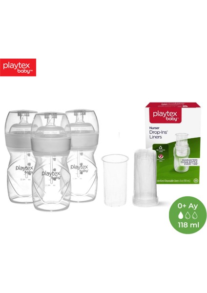Yenidoğan Biberon Seti, 118ML, 0+ Ay, Yavaş Akış, Tek Kullanımlık Torba ile Rahat Kullanım