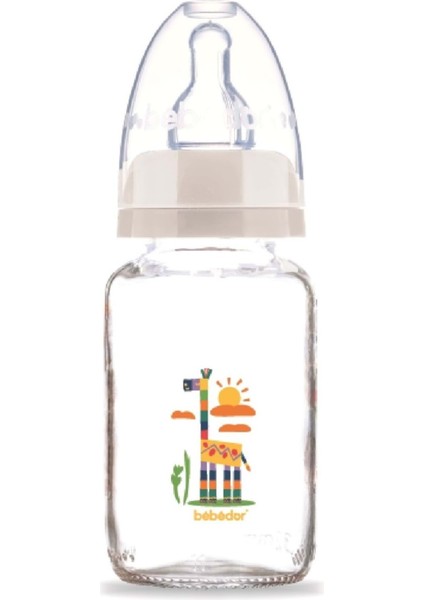 Desenli Cam Biberon 125ML, Şeffaf, Zarif ve Güvenli Tasarım (KOD:30302)
