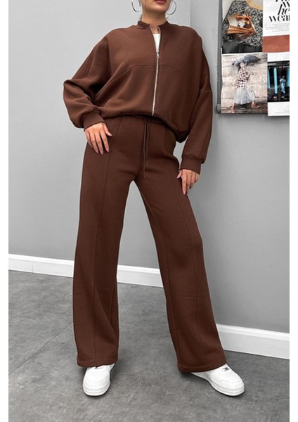 Kadın 3 Iplik Şardonlu Oversize Eşofman Takımı NBG105 modelleri