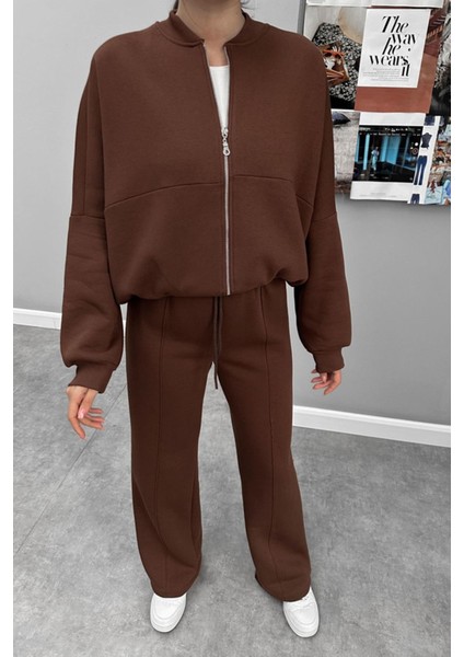 Kadın 3 Iplik Şardonlu Oversize Eşofman Takımı NBG105 fırsatları