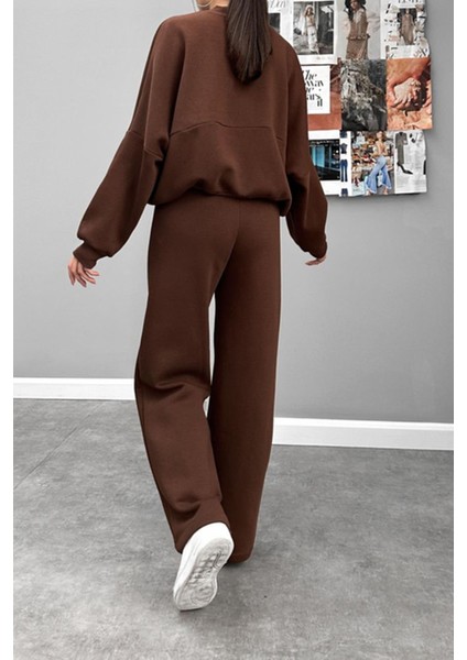 Kadın 3 Iplik Şardonlu Oversize Eşofman Takımı NBG105 indirimleri