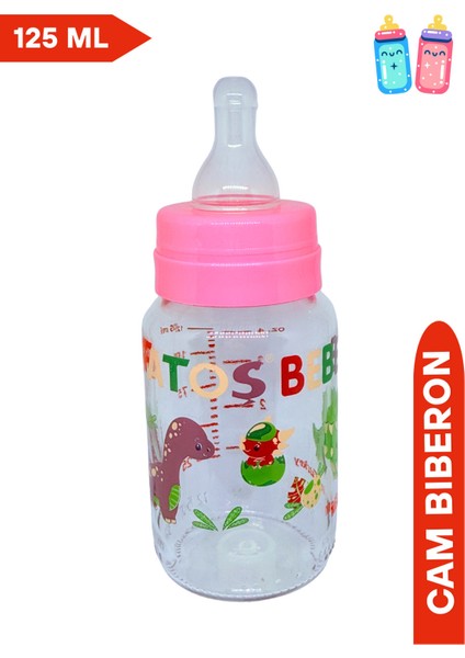 Sevimli Desenli, Pembe Renkli, 125 ml Cam Biberon modelleri