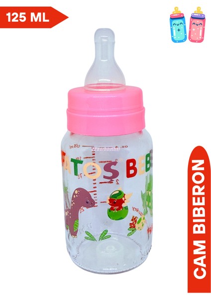 Sevimli Desenli, Pembe Renkli, 125 ml Cam Biberon fırsatları