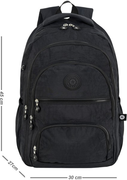 2'li Set Lüx Krinkıl Kumaş Lise ve Ortaokul Sırt Çantası + Kalemlik, Maymun Anahtarlık Hediyeli