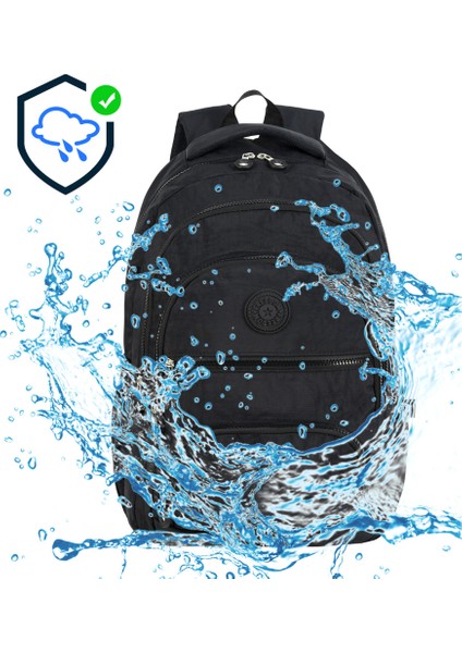 2'li Set Lüx Krinkıl Kumaş Lise ve Ortaokul Sırt Çantası + Kalemlik, Maymun Anahtarlık Hediyeli