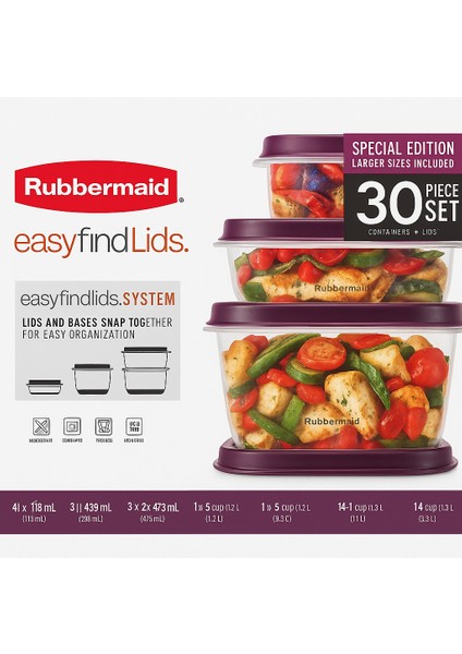 30 Parça Saklama Kabı Seti – Easy Find Lids, Bpa Free, Mikrodalga ve Bulaşık Makinesi Uyumlu indirimleri