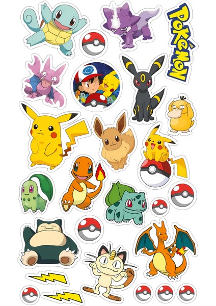 Yenilebilir Şekerli Kağıt Baskısı Cupcake ve Pasta Resim Baskı Pokemon Temalı 07