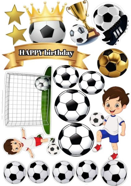 Yenilebilir Şekerli Kağıt Baskısı Cupcake ve Pasta Resim Baskı Futbol Temalı 74