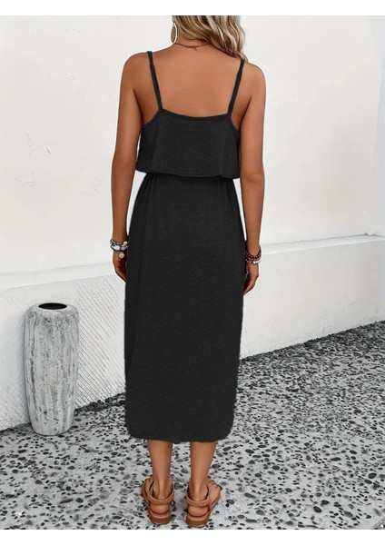 Kadın Askılı V Yakalı Viskon Bluz ve Bağcıklı Etek Ikili Takım fırsatları