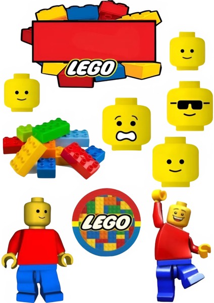 Yenilebilir Şekerli Kağıt Baskısı Cupcake ve Pasta Resim Baskı LEGO Temalı 03