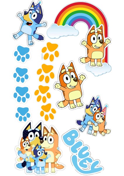 Yenilebilir Şekerli Kağıt Baskısı Cupcake ve Pasta Resim Baskı Bluey Temalı 98