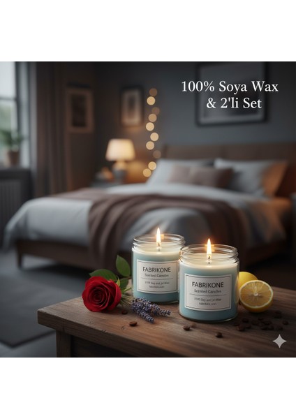 %100 Doğal Kokulu Soya Wax Mum – 40 cc – El Yapımı – Çeşitli Kokular-Mavi 2'li Set
