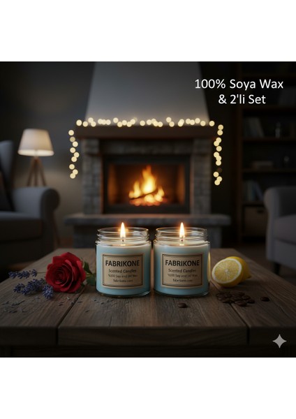 %100 Doğal Kokulu Soya Wax Mum – 40 cc – El Yapımı – Çeşitli Kokular-Mavi 2'li Set modelleri