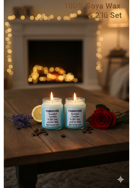 %100 Doğal Kokulu Soya Wax Mum – 40 cc – El Yapımı – Çeşitli Kokular-Mavi 2'li Set indirimleri