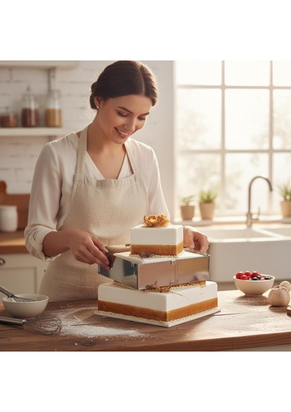 Ayarlanabilir Kare ve Dikdörtgen Kek Kalıbı ( Paslanmaz Çelik Yükseklik 10CM)
