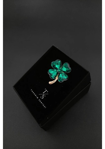 Broş Metal Rozet Yonca Yeşil Taşlı Çiçek Dört Yapraklı Yaka Kıyafet Şapka Takı Aksesuar Hediye modelleri