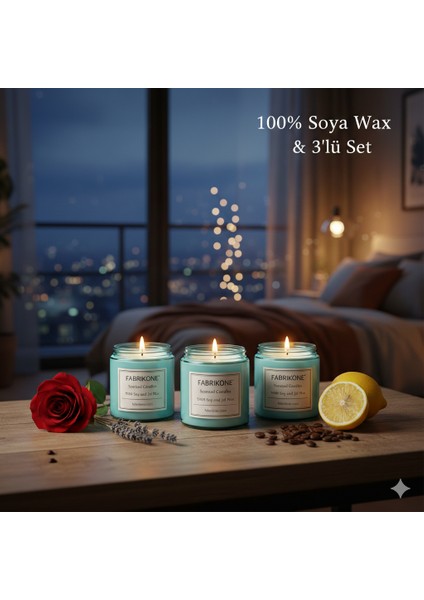 %100 Doğal Kokulu Soya Wax Mum – 40 cc – El Yapımı – Çeşitli Kokular-Mavi 3'lü Set modelleri