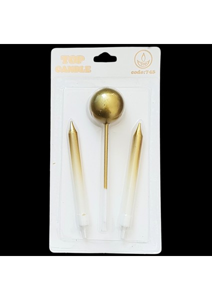 Altın Geçişli Toplu Çubuklu Pasta Mum 12 cm