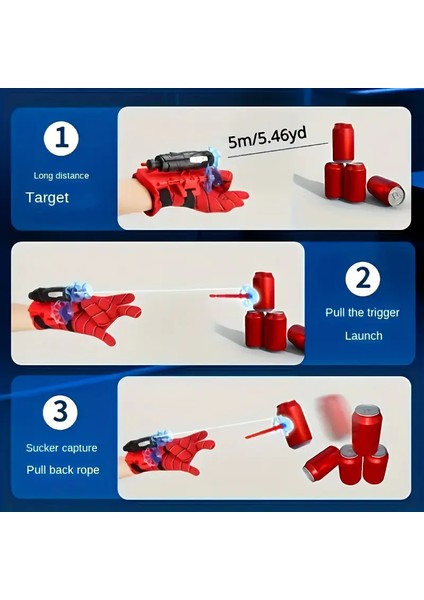 Çocuklar Için Örümcek Adam Eldiveni – Yaylı Dart Atan Oyuncak Tabanca, Vakumlu Ok ve Eldiven Seti modelleri