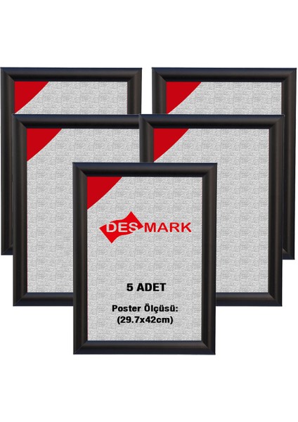 5 Adet 25 mm A3(29.7X42) Gönye Köşe Alüminyum Aç-Kapa Çerçeve – Poster Çerçevesi (Siyah Renk)