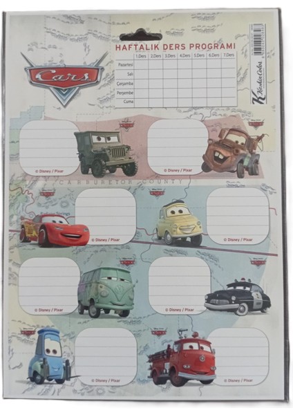 Cars 3'lü Ders Programlı Etiket fiyatları