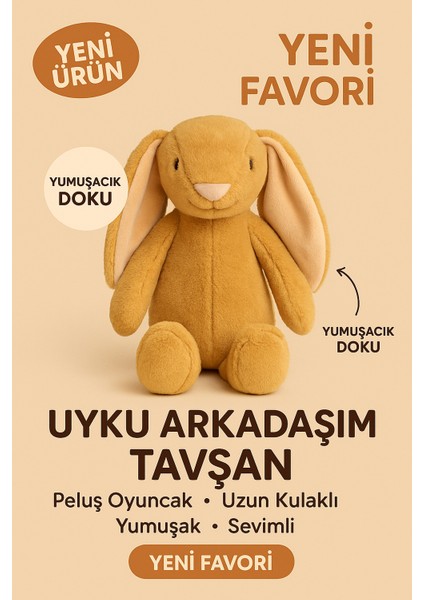 Uzun Kulaklı Yumuşak Tavşan Peluş Oyuncak – Uyku Arkadaşı - Yumuşak, Uzun Kulaklı, Hardal fiyatları