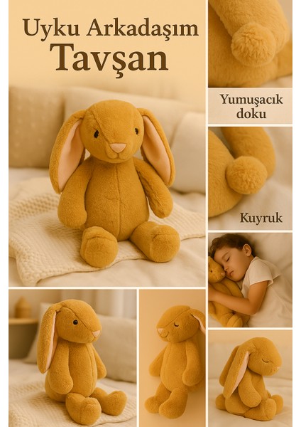 Uzun Kulaklı Yumuşak Tavşan Peluş Oyuncak – Uyku Arkadaşı - Yumuşak, Uzun Kulaklı, Hardal fırsatları