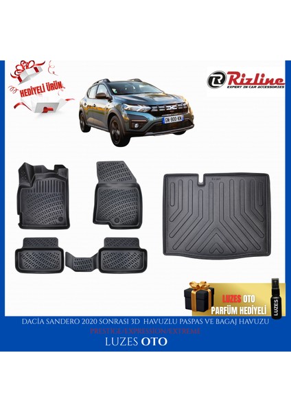 Dacia Sandero Prestige/expression/extreme 3D Havuzlu Paspas ve Bagaj Havuzu 2022