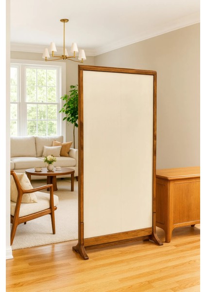 180CM x 100CM Masif Ahşap Çerçeveli Ayaklı Kumaş Paravan Seperatör Oda Ayırıcı Dekor 180CM x 100CM