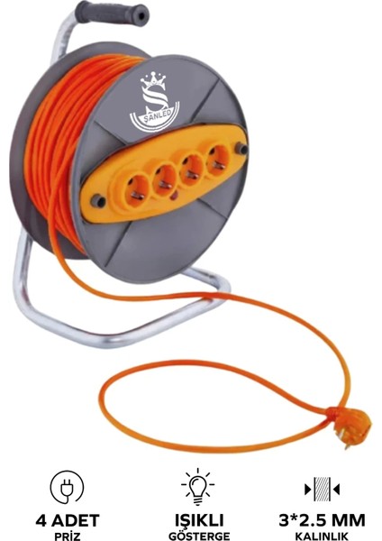 Makaralı 3x2,5 mm 4 Prizli Seyyar Kablo 20 Metre modelleri