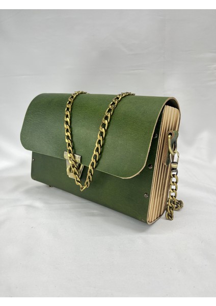 Solenne Çanta, Ahşap Kenarlı Zincir Askılı Veg-Tan Full Grain Deri Kadın Çanta, Günlük Kullanım Kadın Çanta modelleri